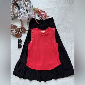 Michael Kors Red Eyelet-Trim Sleeveless Tank